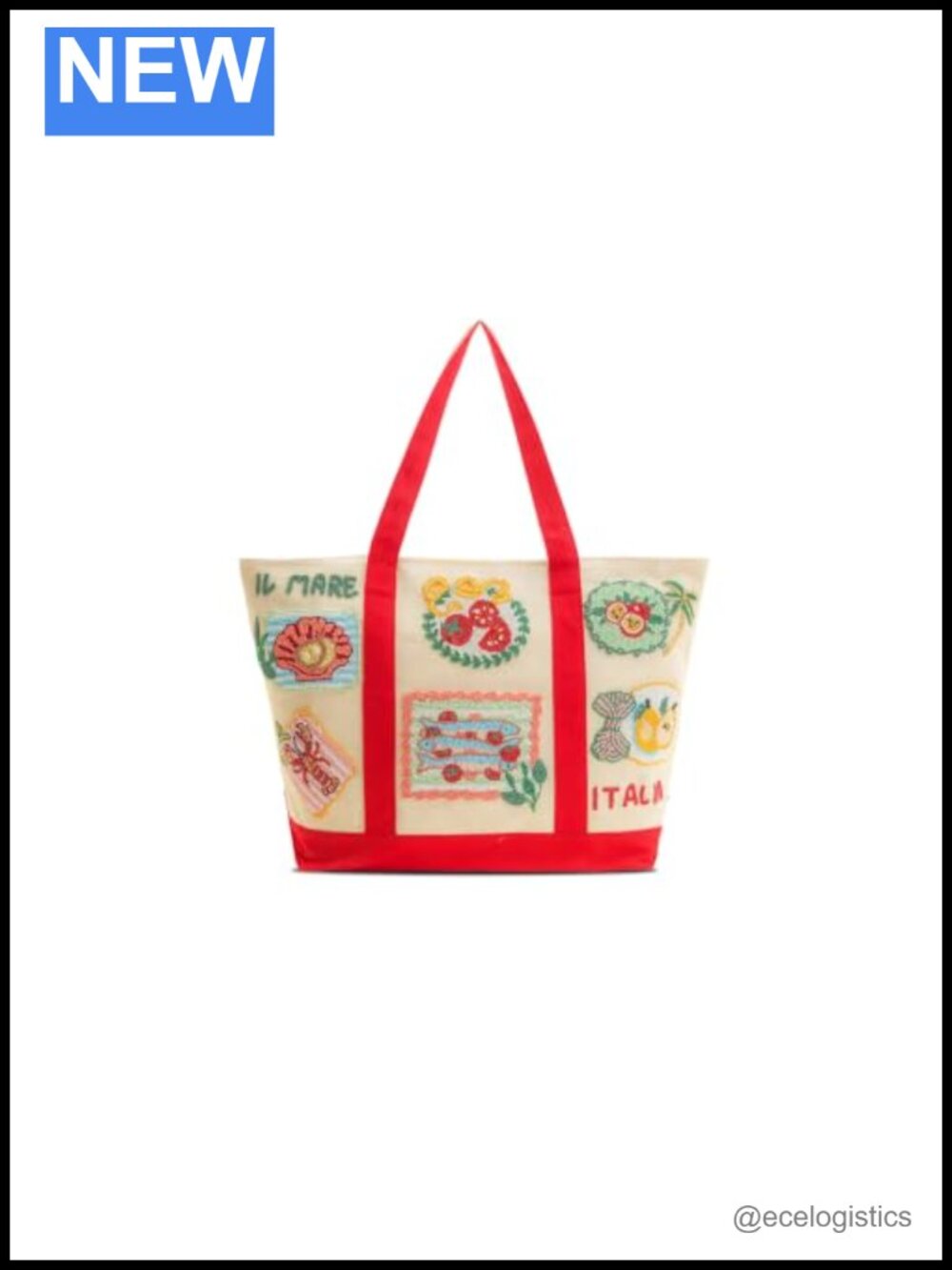 Beaded Canvas Boat Tote Bag